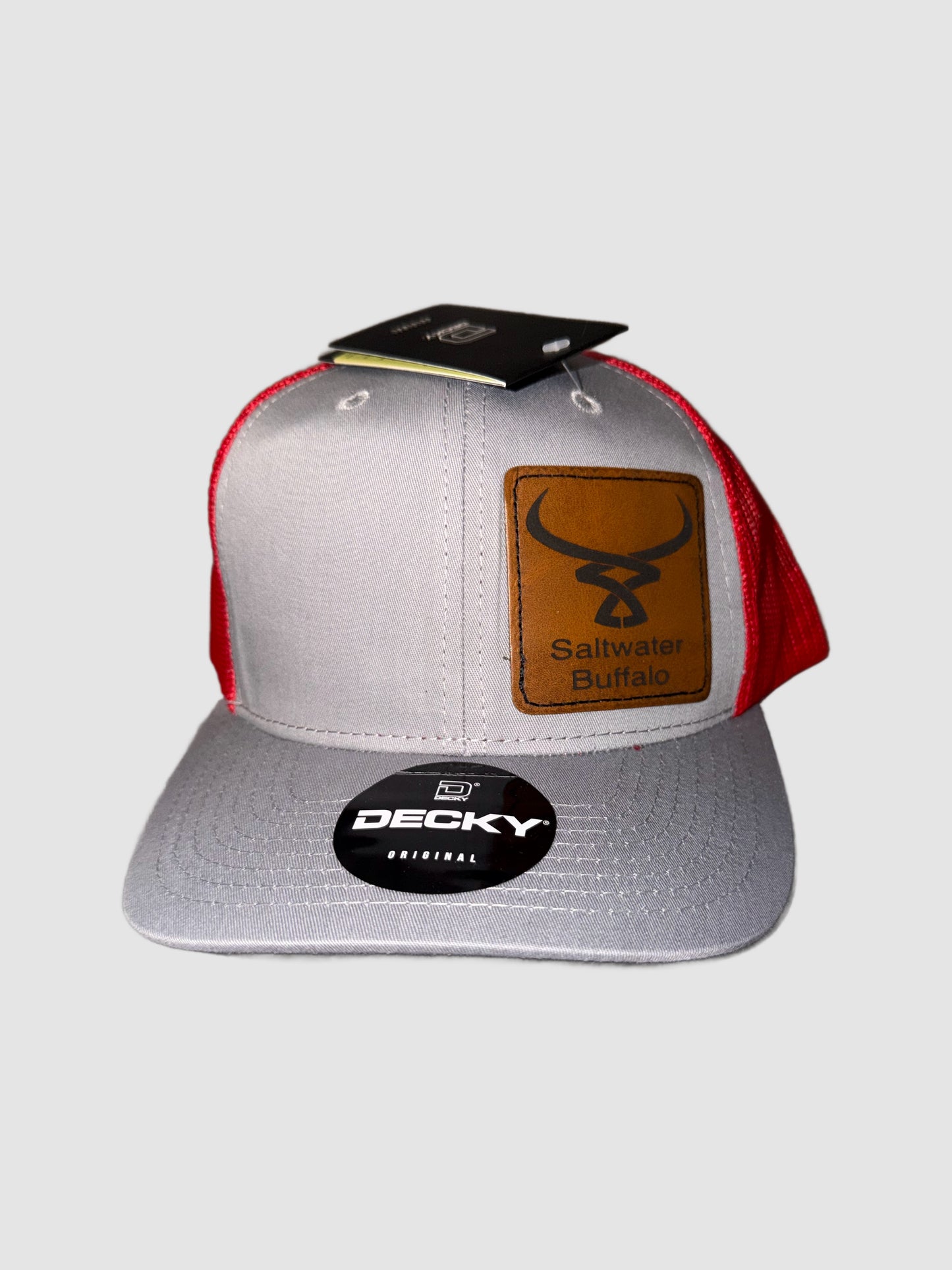 Light Grey and Red Saltwater Buffalo Hat
