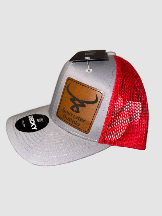 Light Grey and Red Saltwater Buffalo Hat